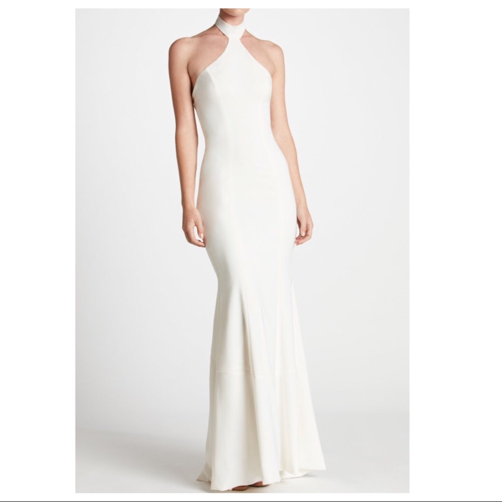 DRESS THE POPULATION CREPE HALTER MAXI GOWN - Picture 6 of 6